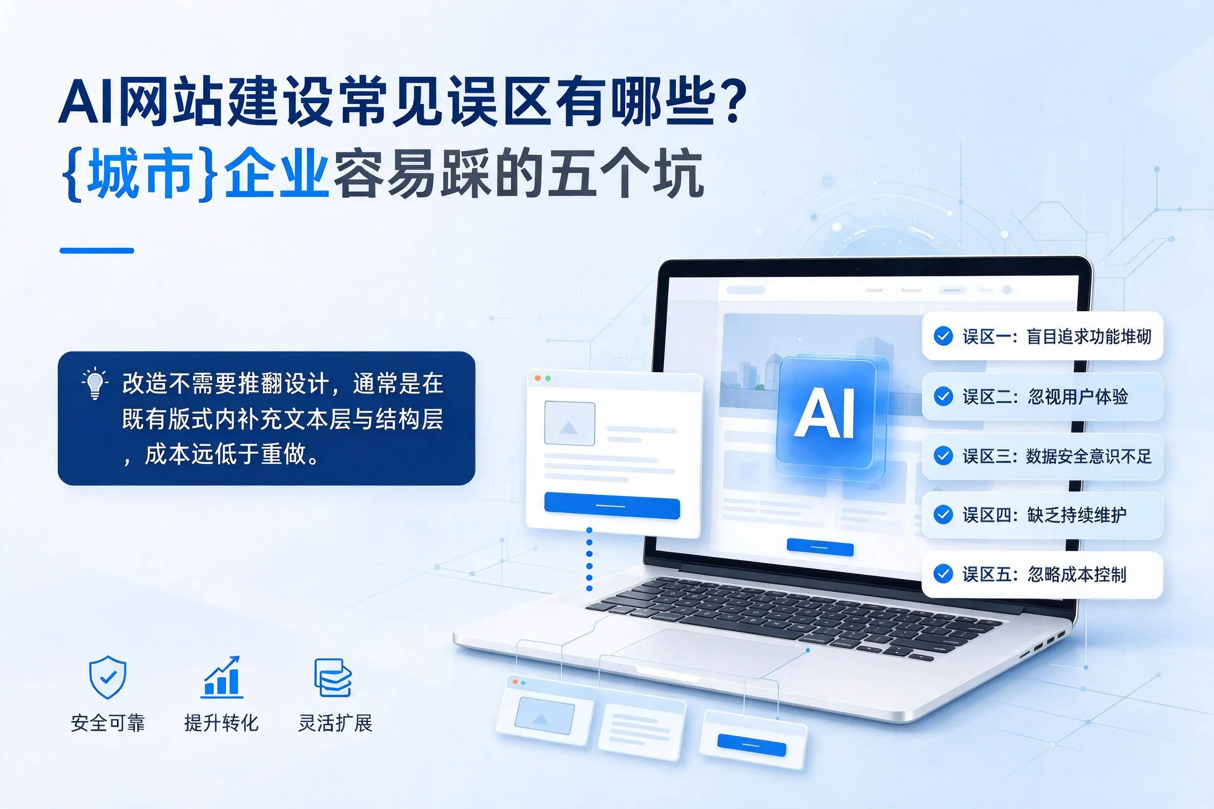AI网站建设常见误区有哪些？和田企业容易踩的五个坑