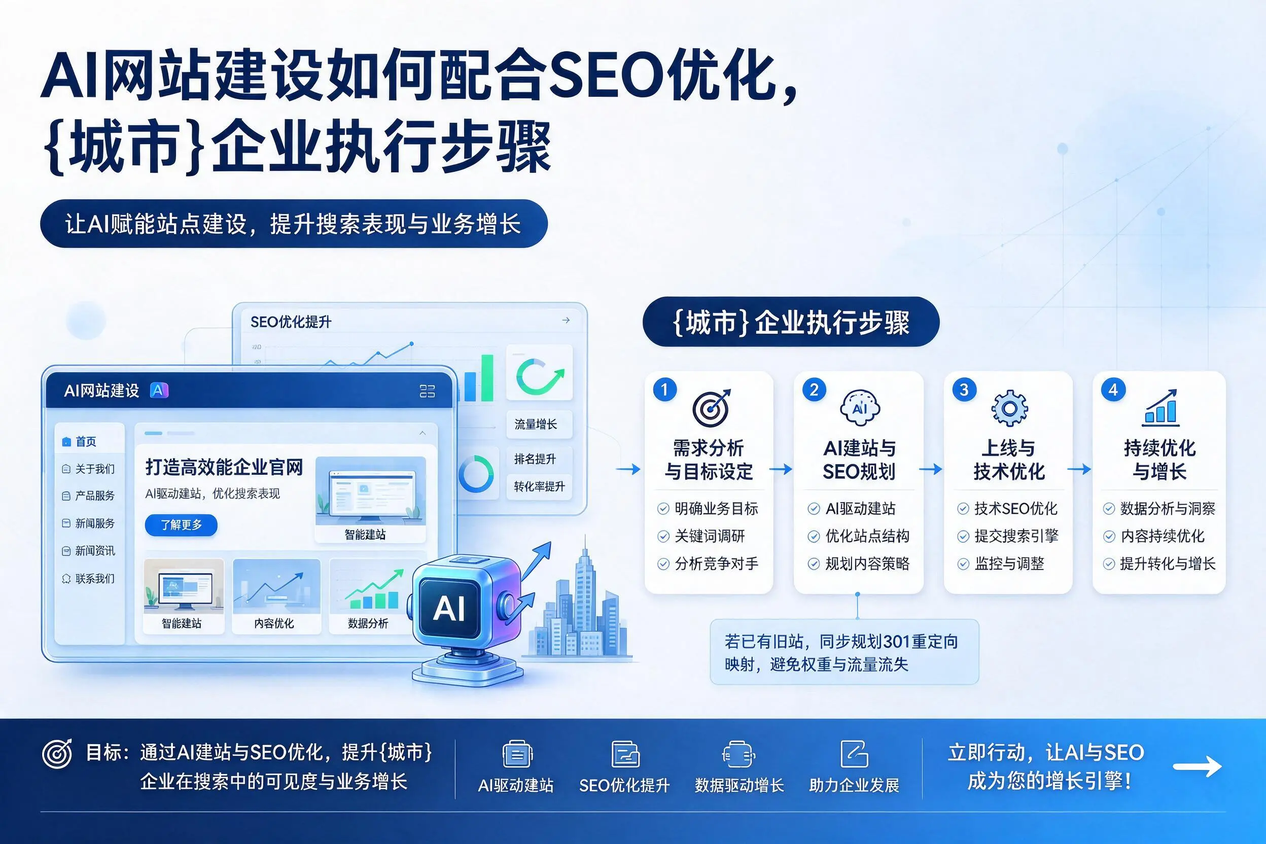 AI网站建设如何配合SEO优化,和田企业执行步骤