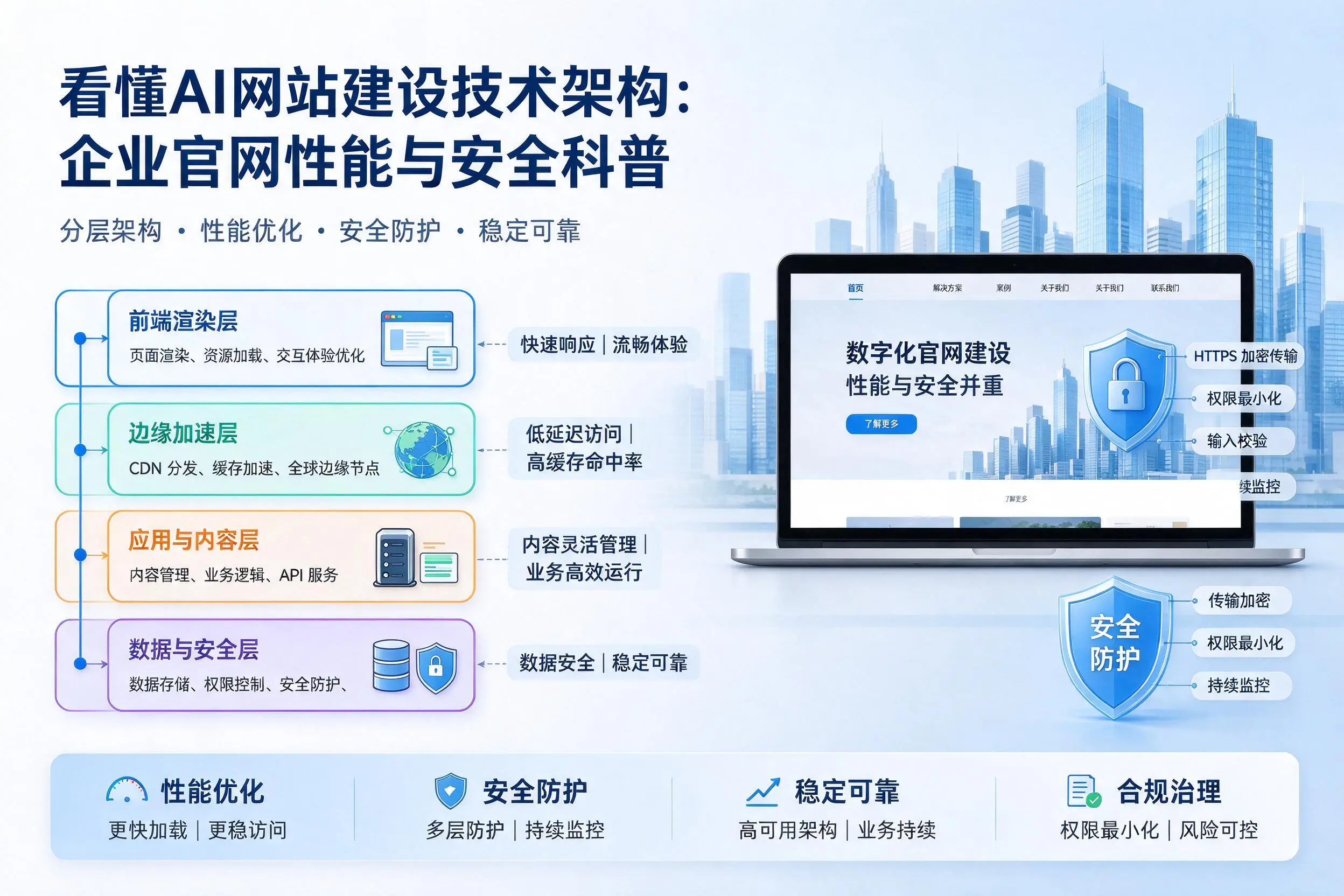 看懂AI网站建设技术架构：和田企业官网性能与安全科普