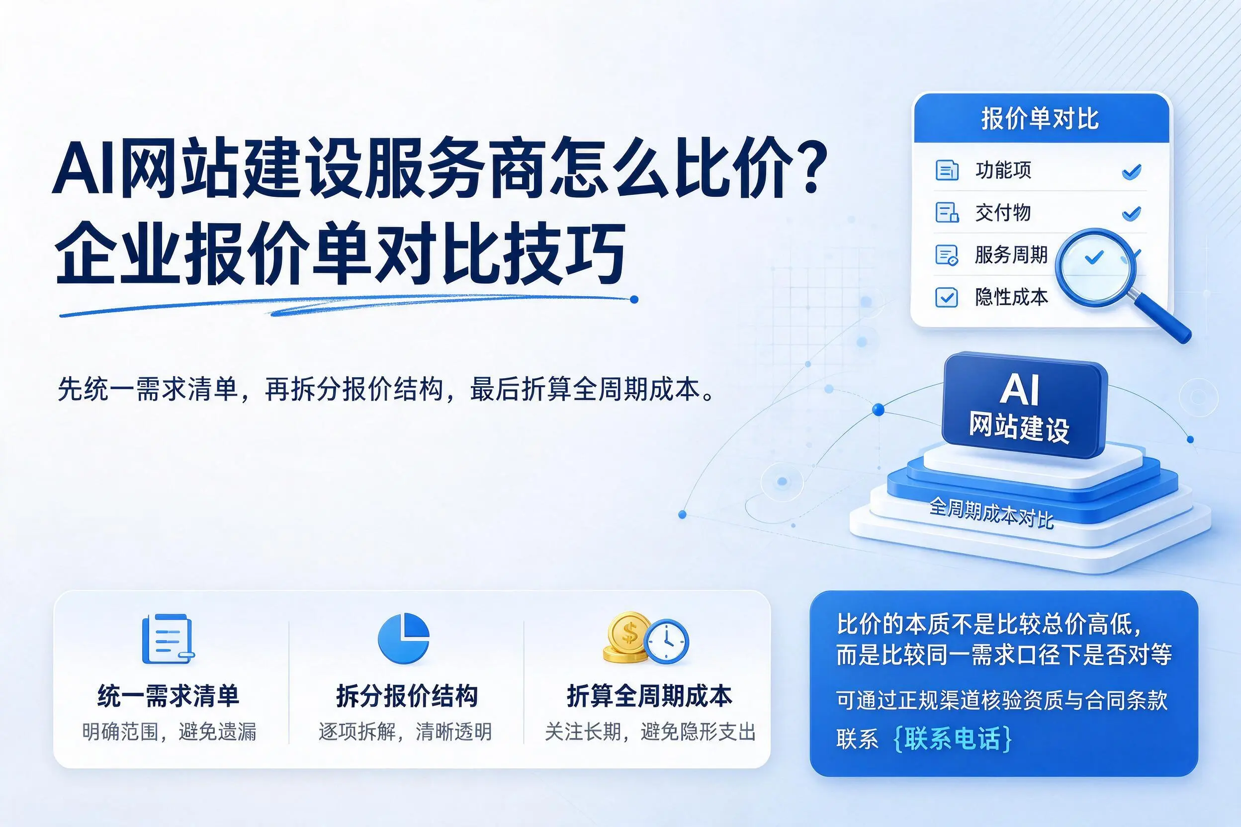 AI网站建设服务商怎么比价？和田企业报价单对比技巧