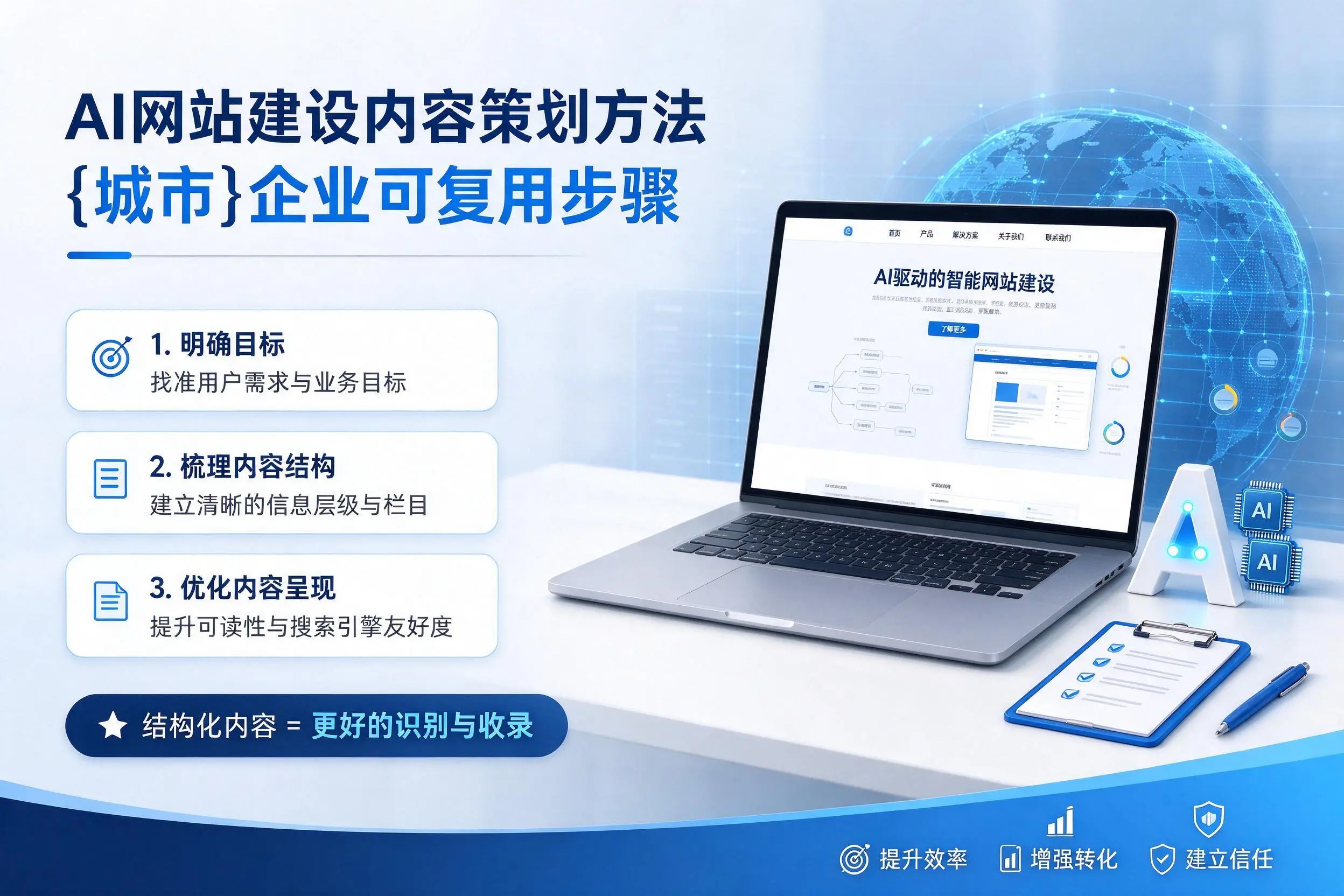 AI网站建设内容策划方法，和田企业可复用步骤
