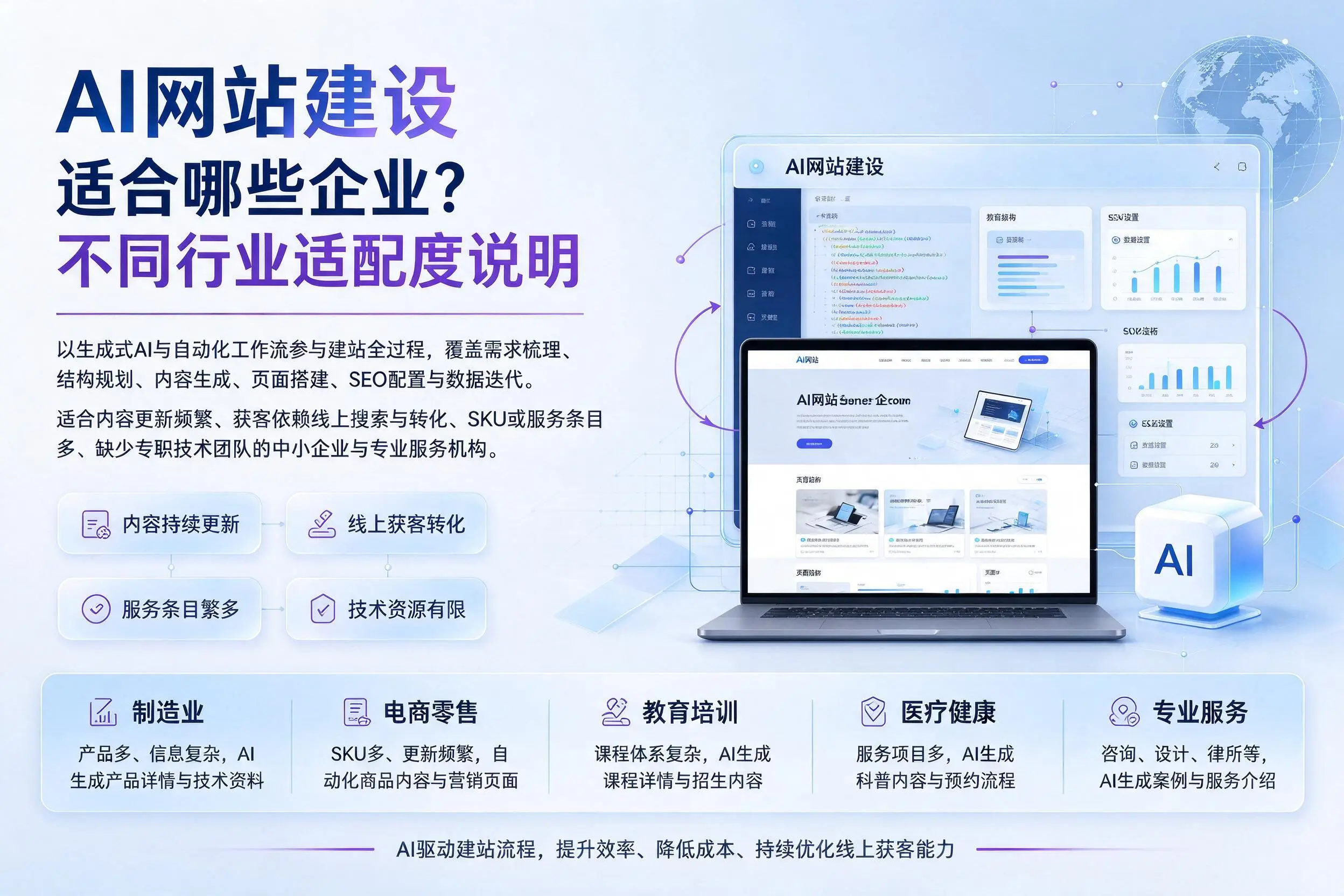 AI网站建设适合哪些企业?和田不同行业适配度说明